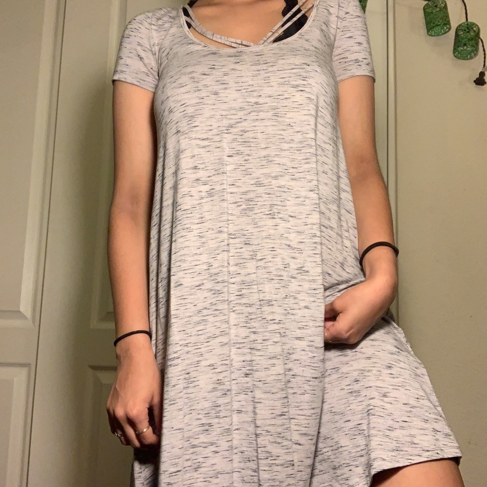 Adorable String Neck Detailed T-Shirt Dress